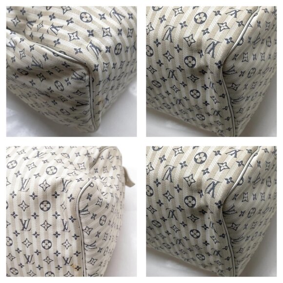 Authentic Louis Vuitton Speedy 30 White Monogram Mini lin Hand Bag mn840-112925 - Picture 6 of 16